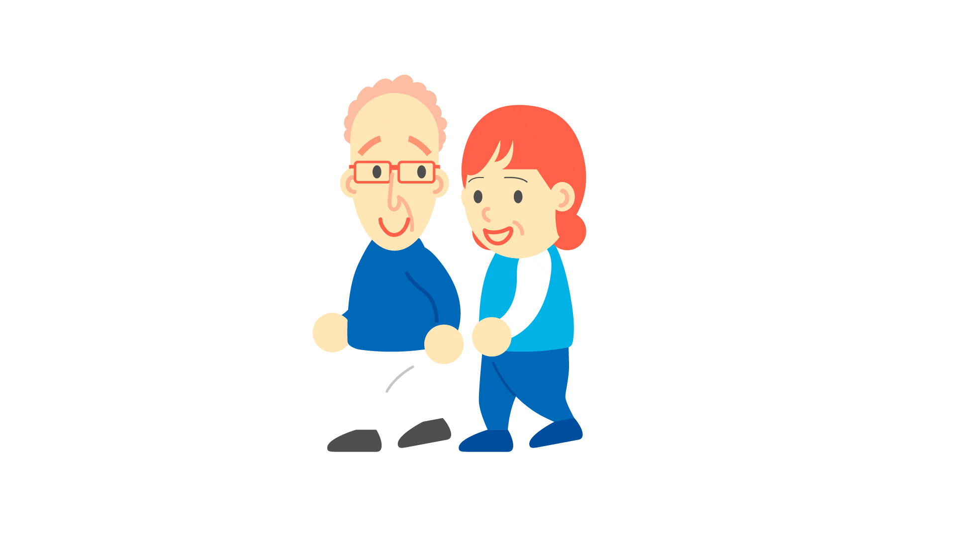 歩いている老夫婦